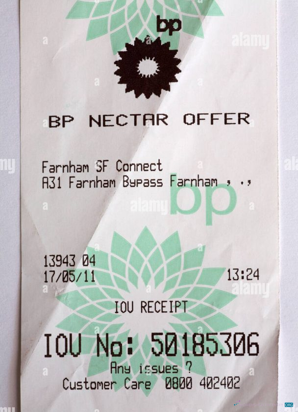 Download BP Nectar rewards payment receipt Photoshop template